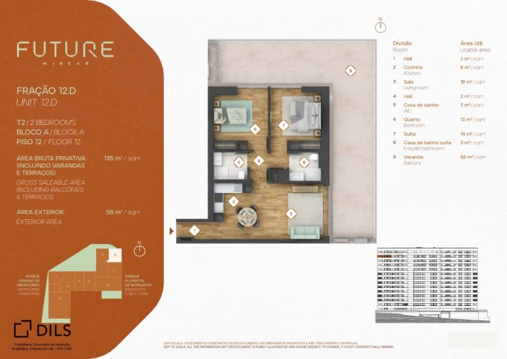 Apartamento T2 para Venda em Algés, Linda-A-Velha e Cruz Quebrada-Dafundo Planta 1