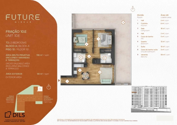 Apartamento T2 para Venda em Algés, Linda-A-Velha e Cruz Quebrada-Dafundo Planta 1