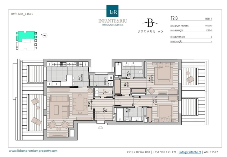 Apartamento T2 para Venda em Avenidas Novas Planta 1