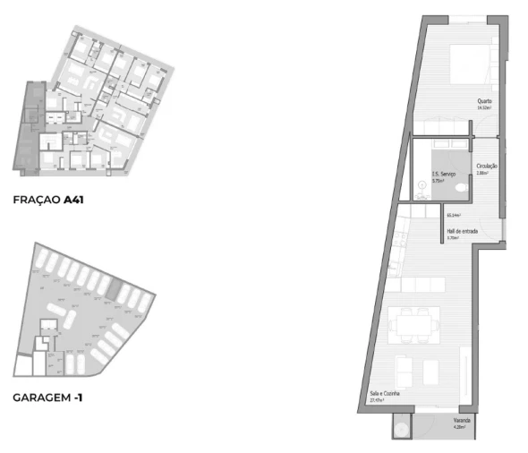 Apartamento T1 para Venda em Bougado (São Martinho e Santiago) Planta 1