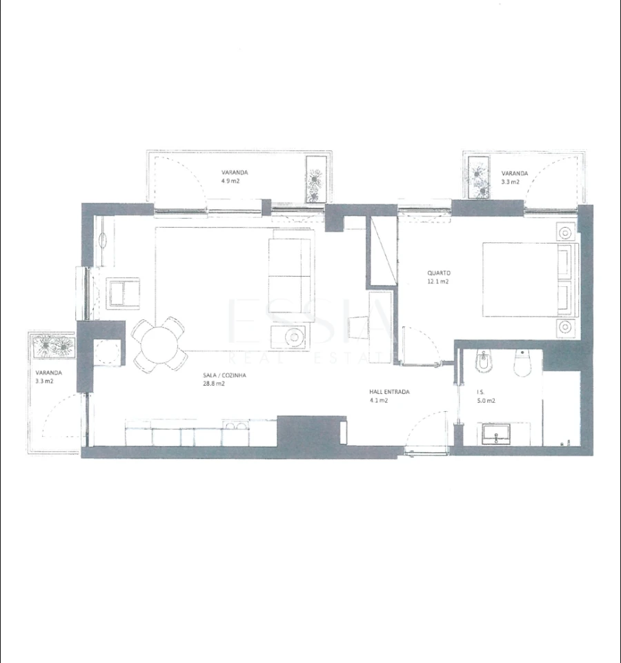 Apartamento T1 para Venda em Matosinhos e Leça da Palmeira Planta 1