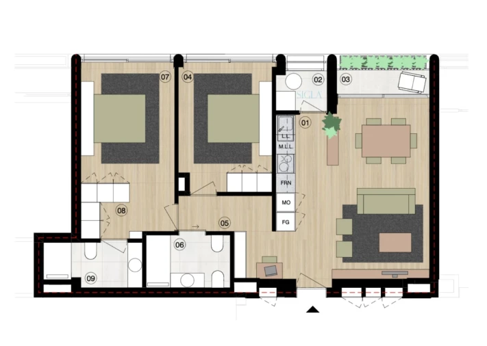 Apartamento T2 para Venda em Matosinhos e Leça da Palmeira Planta 1