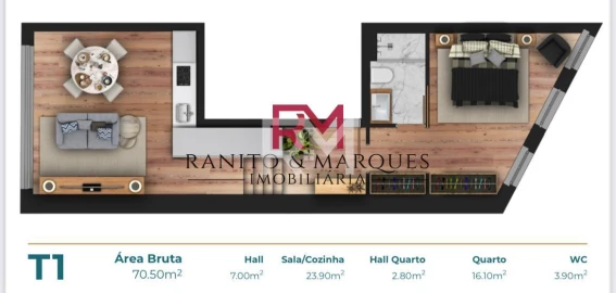 Apartamento T1 para Arrendamento em Campanhã