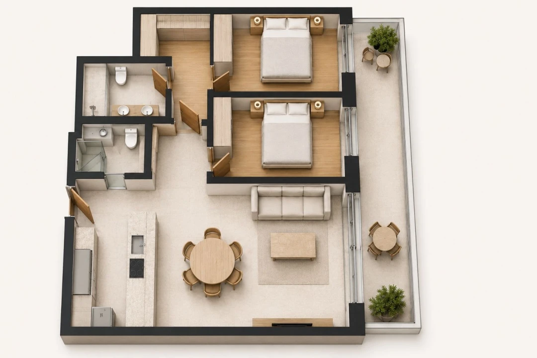 Apartamento T2 para Venda em Canidelo Planta 2
