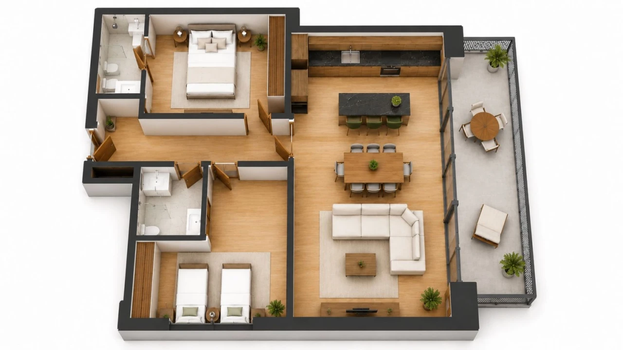 Apartamento T2 para Venda em Canidelo Planta 2
