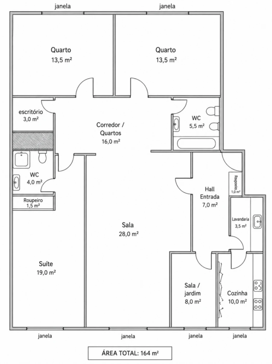 Apartamento T4 para Venda em Santa Marinha e São Pedro da Afurada Planta 1