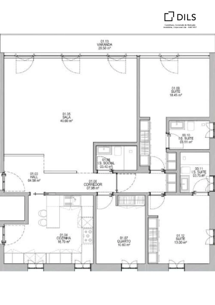 Apartamento T3 para Venda em Cascais e Estoril Planta 1