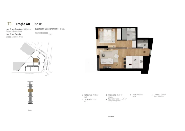 Apartamento T1 para Venda em Avenidas Novas Foto 5