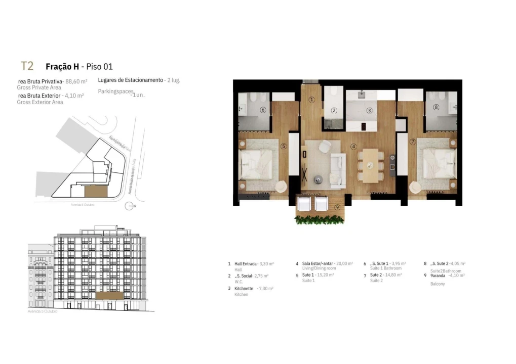 Apartamento T2 para Venda em Avenidas Novas Foto 6