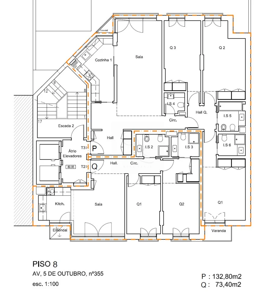 Apartamento T3 para Venda em Avenidas Novas Planta 1