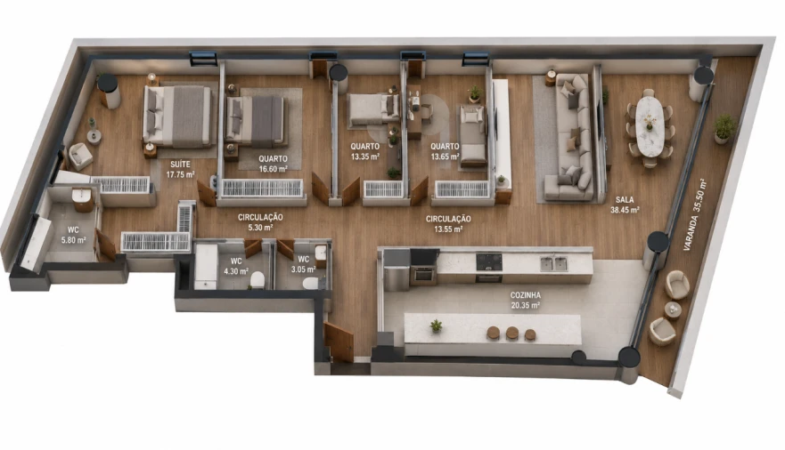Apartamento T4 para Venda em Funchal (Se) Planta 1