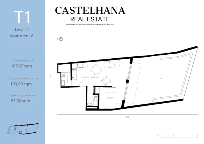 Apartamento T1 para Venda em Santo António Planta 1