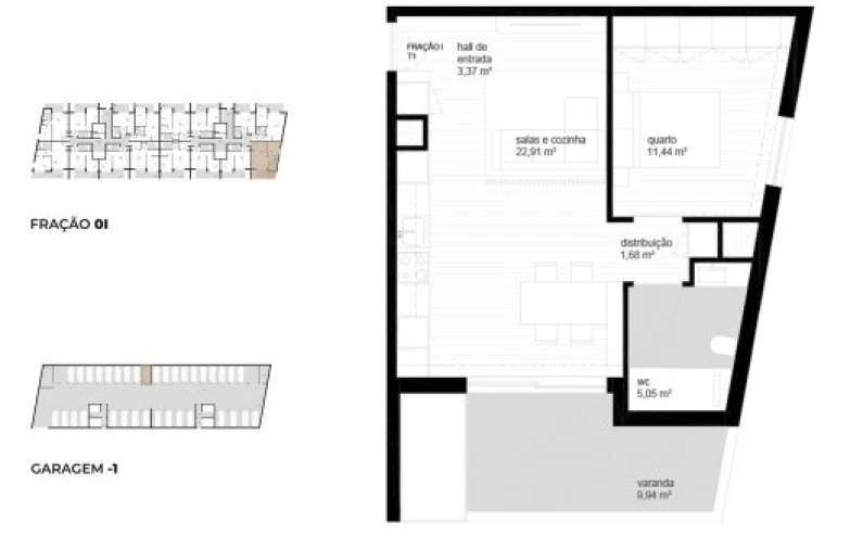Apartamento T1 para Venda em Vila Nova de Cerveira e Lovelhe Planta 1