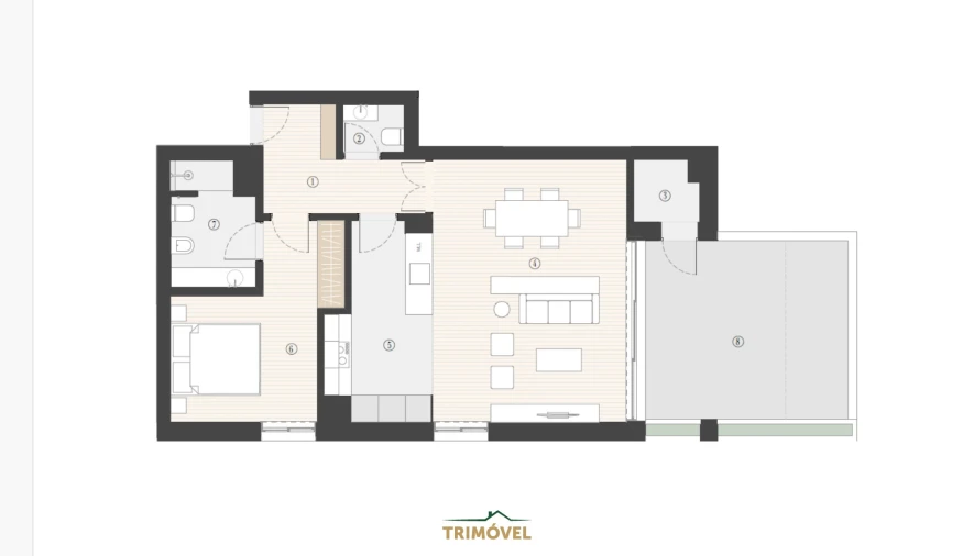 Apartamento T1 para Venda em Canidelo Planta 1