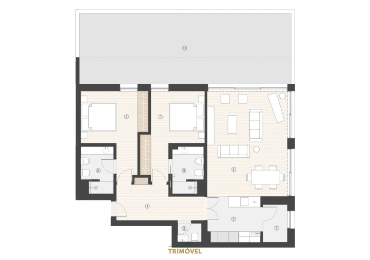 Apartamento T2 para Venda em Canidelo Planta 1