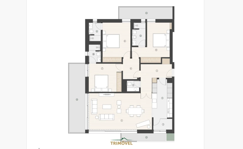 Apartamento T3 para Venda em Canidelo Planta 1