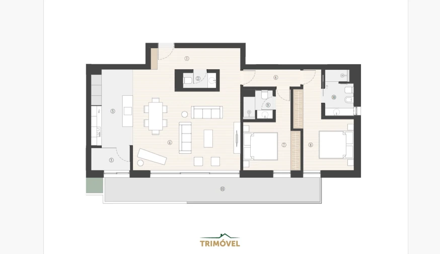 Apartamento T2 para Venda em Canidelo Planta 1