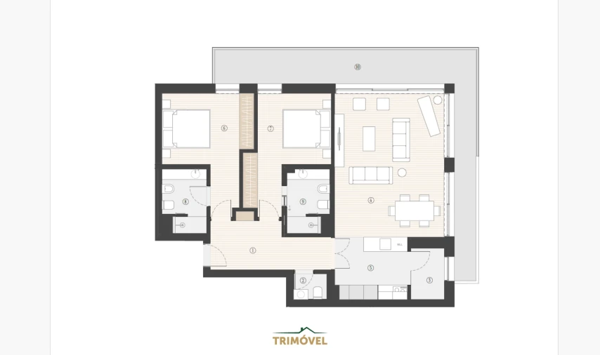 Apartamento T2 para Venda em Canidelo Planta 1