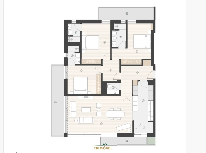 Apartamento T3 para Venda em Canidelo Planta 1