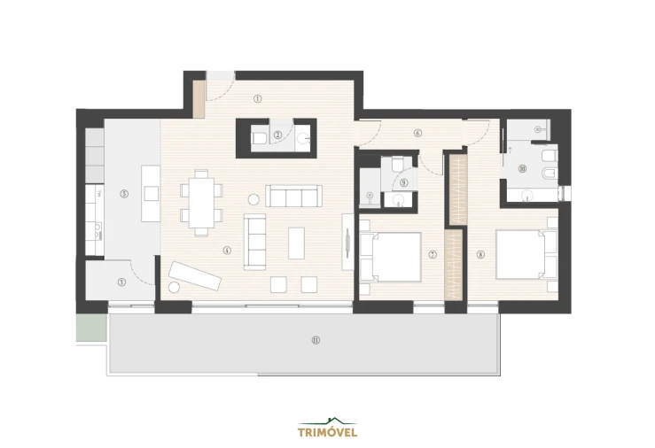 Apartamento T2 para Venda em Canidelo Planta 1