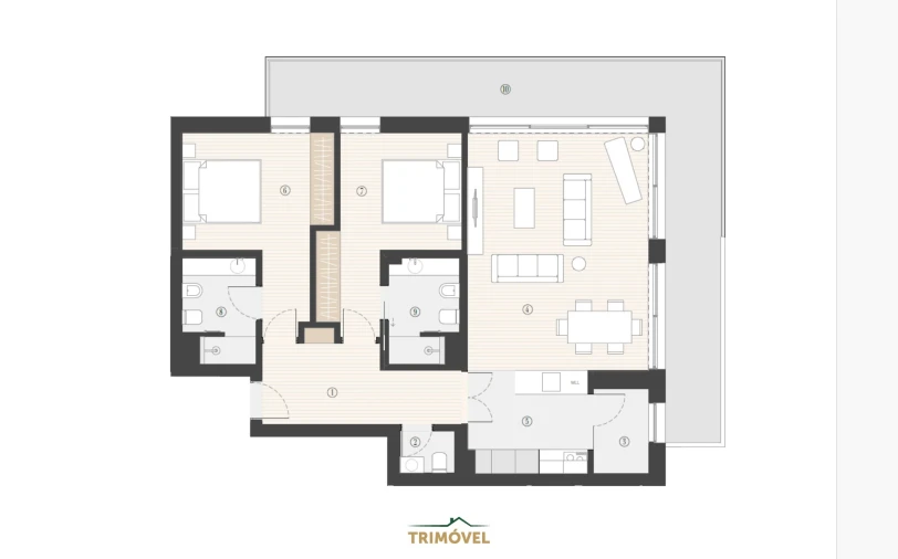 Apartamento T2 para Venda em Canidelo Planta 1