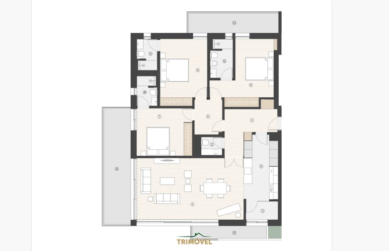 Apartamento T3 para Venda em Canidelo Planta 1