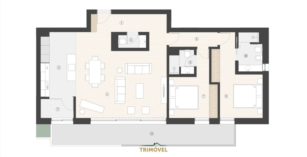 Apartamento T2 para Venda em Canidelo Planta 1