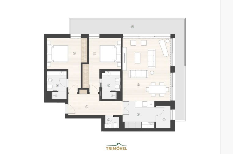 Apartamento T2 para Venda em Canidelo Planta 1