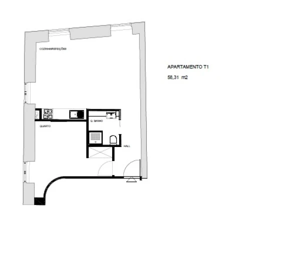 Apartamento T1 para Venda em Aldoar, Foz do Douro e Nevogilde Planta 1