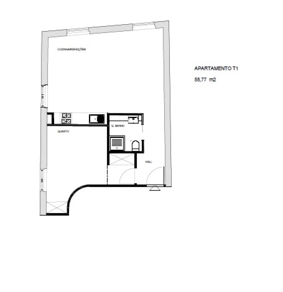 Apartamento T1 para Venda em Aldoar, Foz do Douro e Nevogilde Planta 1