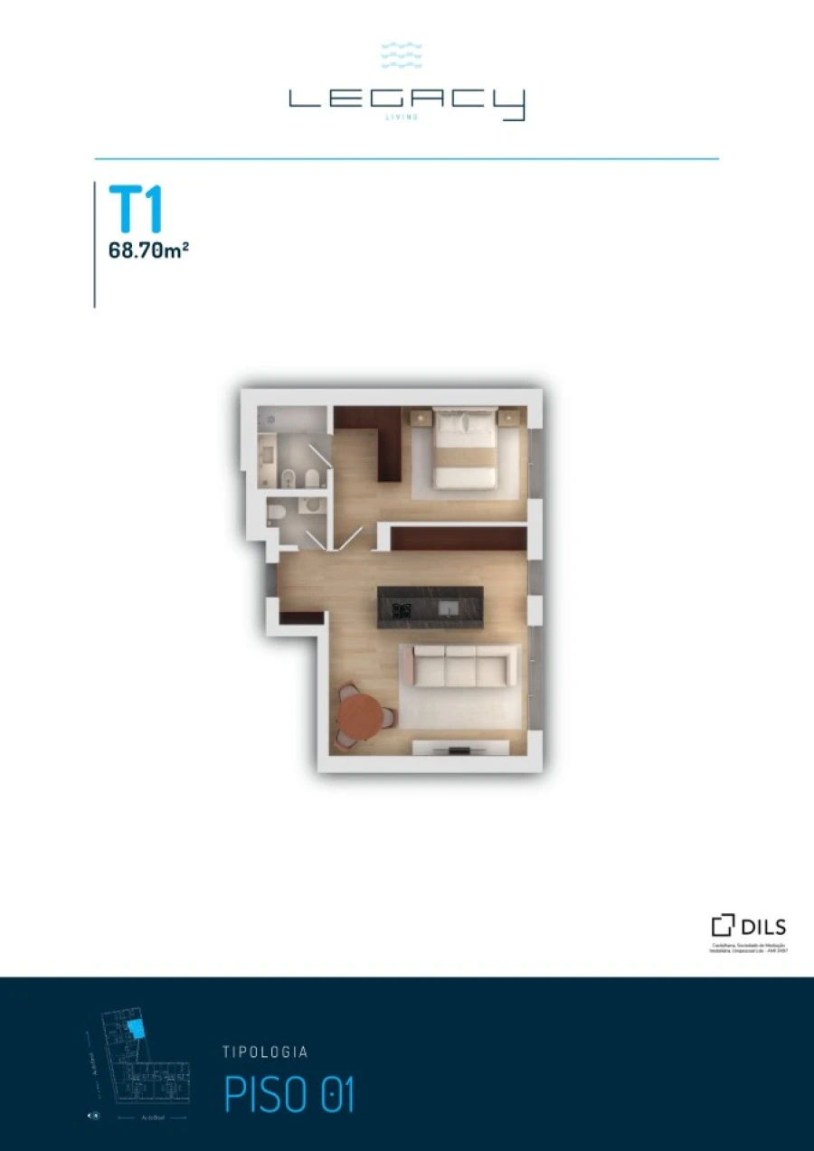 Apartamento T1 para Venda em Vila do Conde Planta 1