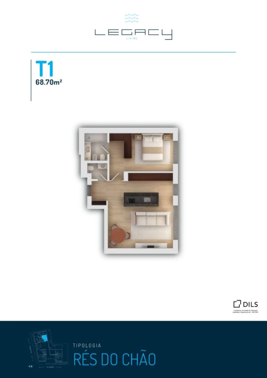 Apartamento T1 para Venda em Vila do Conde Planta 1