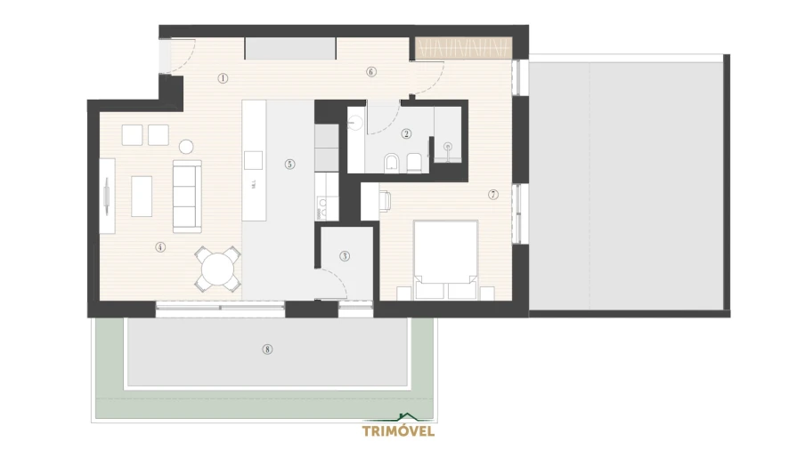 Apartamento T1 para Venda em Canidelo Planta 1
