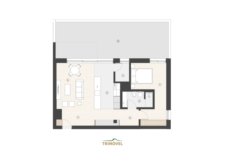 Apartamento T1 para Venda em Canidelo Planta 1