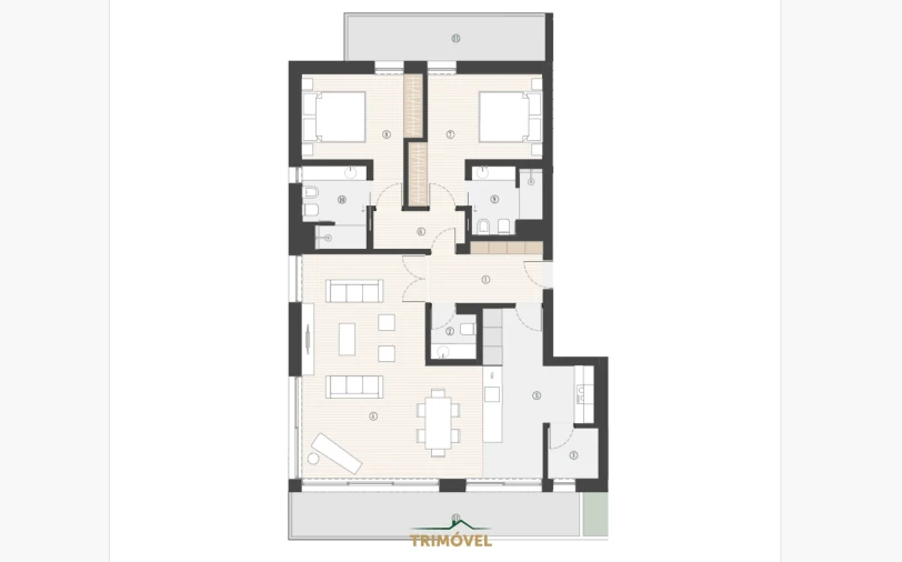 Apartamento T2 para Venda em Canidelo Planta 1