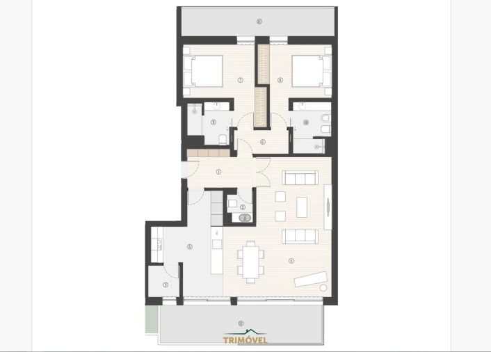 Apartamento T2 para Venda em Canidelo Planta 1