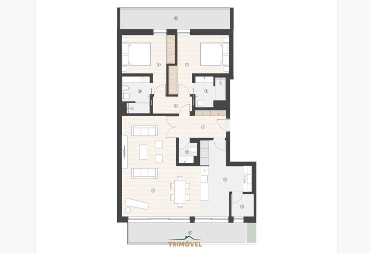 Apartamento T2 para Venda em Canidelo Planta 1
