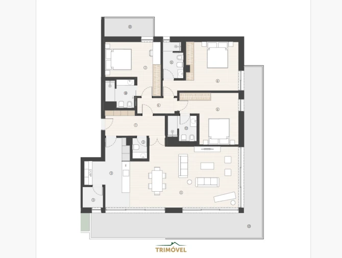 Apartamento T3 para Venda em Canidelo Planta 1