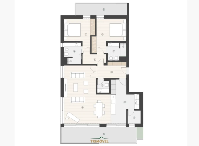 Apartamento T2 para Venda em Canidelo Planta 1
