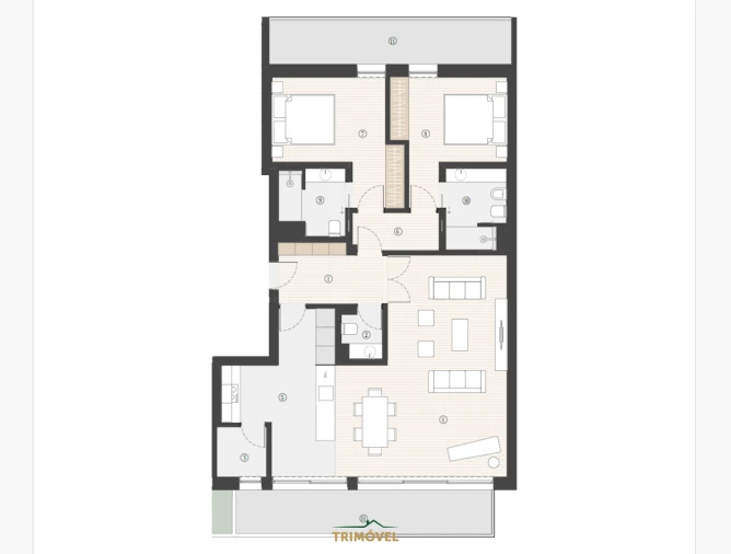 Apartamento T2 para Venda em Canidelo Planta 1