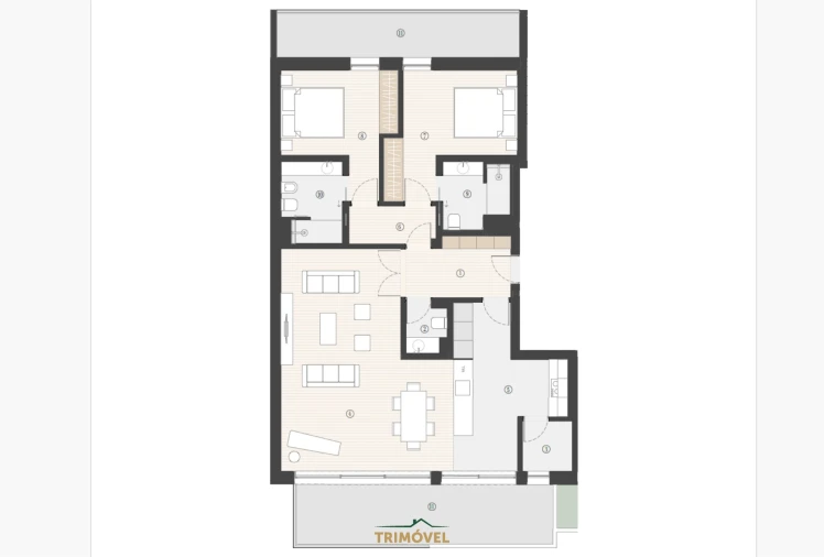 Apartamento T2 para Venda em Canidelo Planta 1
