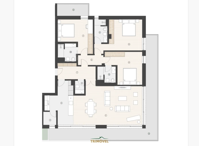Apartamento T3 para Venda em Canidelo Planta 1