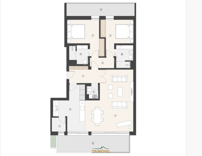Apartamento T2 para Venda em Canidelo Planta 1