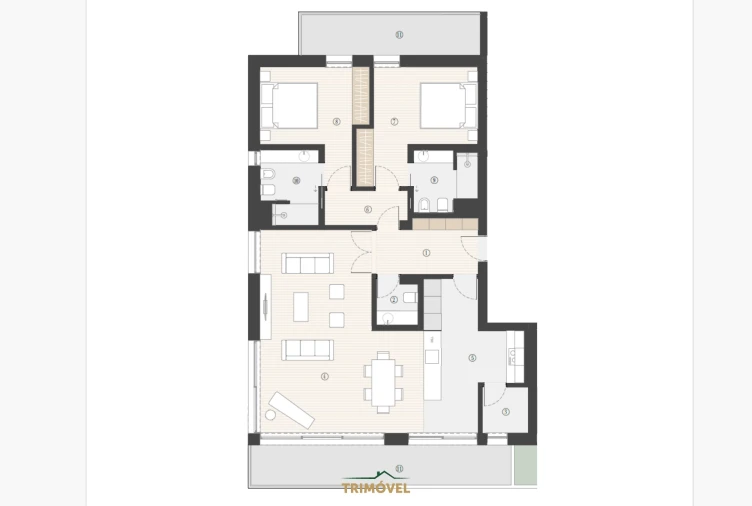 Apartamento T2 para Venda em Canidelo Planta 1