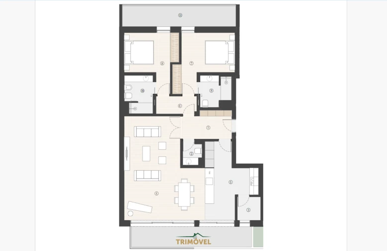 Apartamento T2 para Venda em Canidelo Planta 1