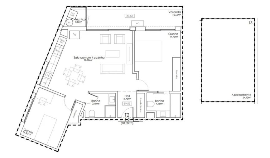 Apartamento T2 para Venda em Gulpilhares e Valadares Foto 14
