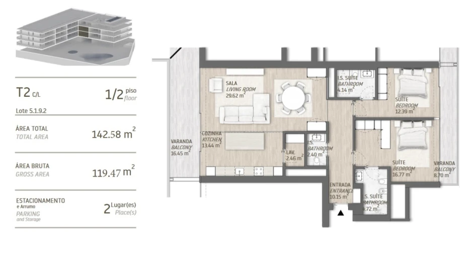 Apartamento T2 para Venda em Quarteira Planta 1