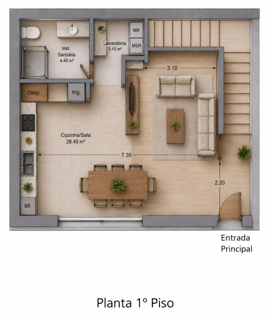 Moradia T2 para Venda em Real, Ataíde e Oliveira Planta 1