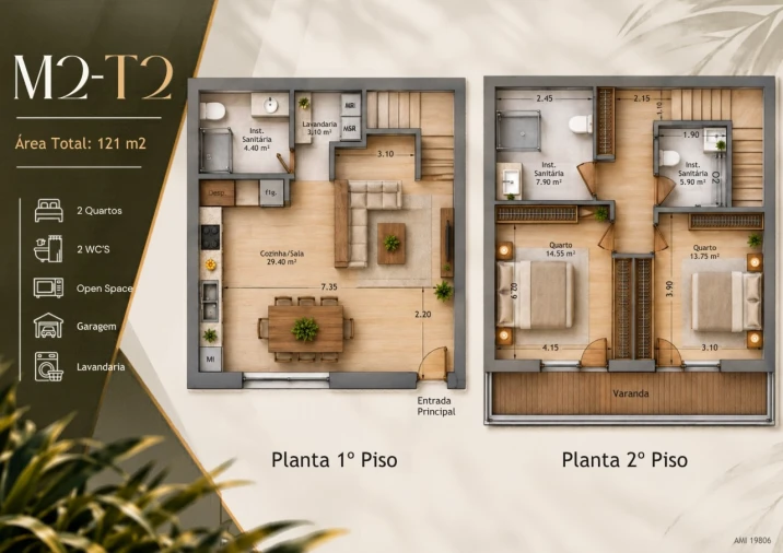Moradia T2 para Venda em Real, Ataíde e Oliveira Planta 1