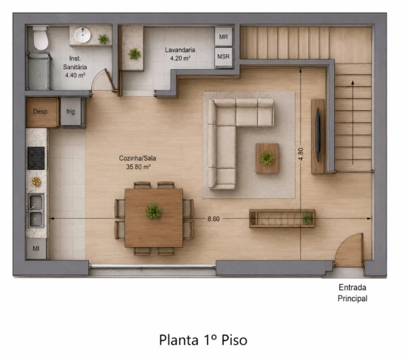 Moradia T3 para Venda em Real, Ataíde e Oliveira Planta 1